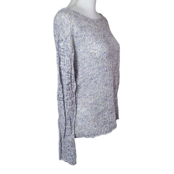 Maurices Sweater Crochet Knit Long Sleeve Gray Blue Womens Small Lightweight - Picture 10 of 11